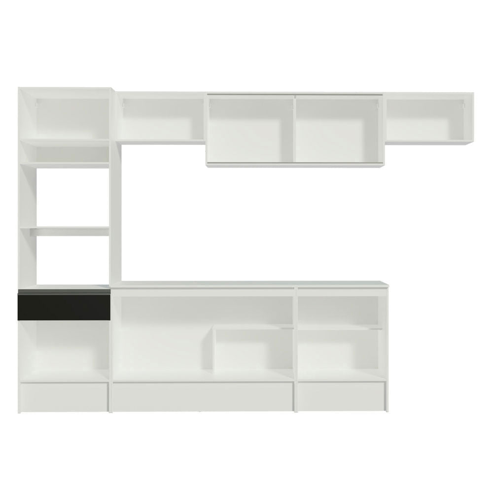 Armário de Cozinha Completa 300cm Branco/Preto Topazio Madesa 01