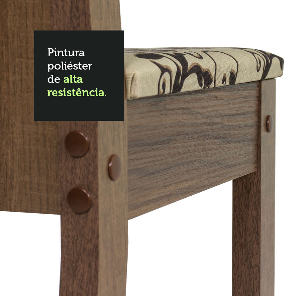 Kit 4 Cadeiras 4290 Madesa Rustic/Bege Marrom