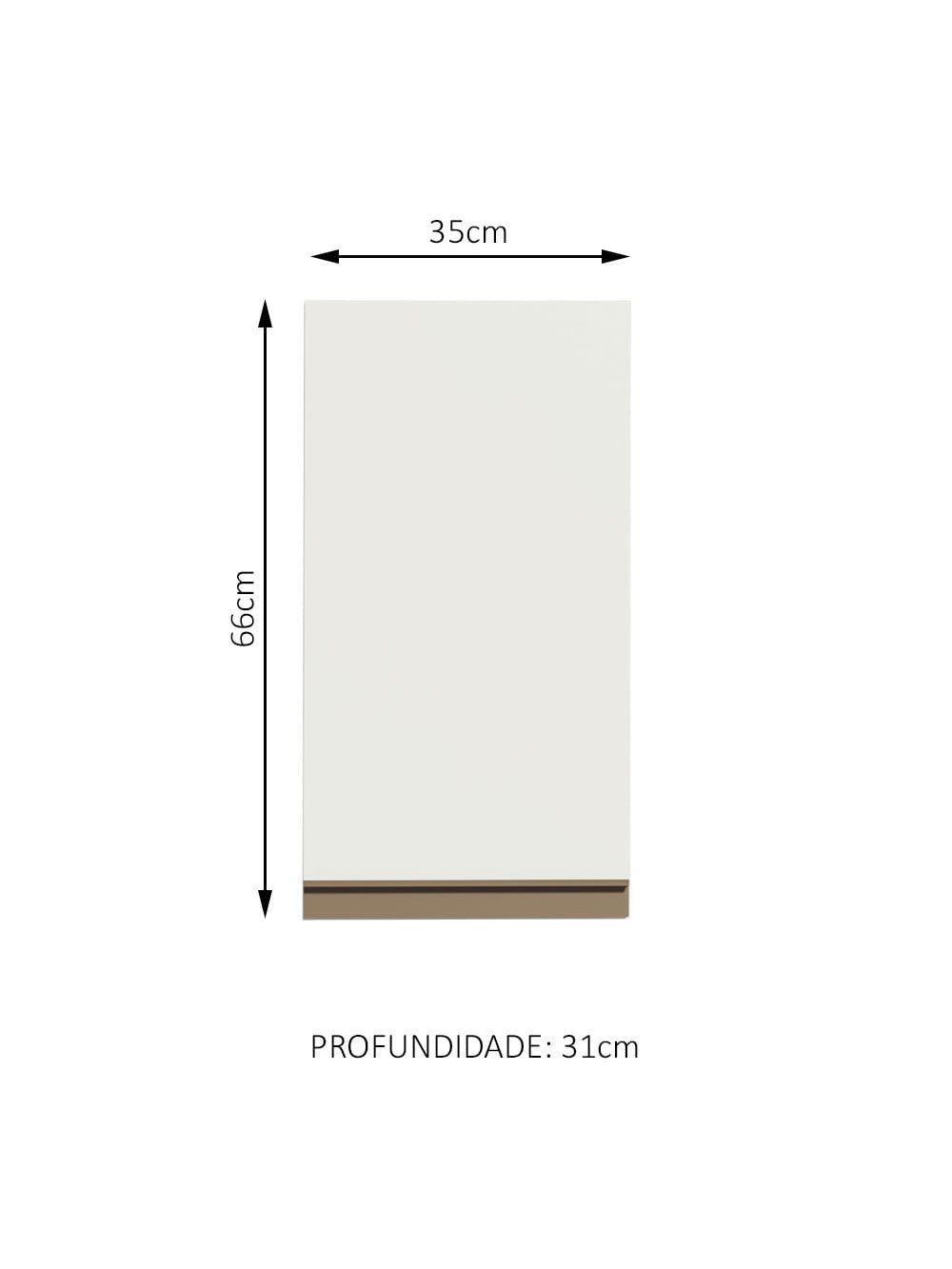 Armário Aéreo Madesa Reims 35 cm 1 Porta Branco - Branco