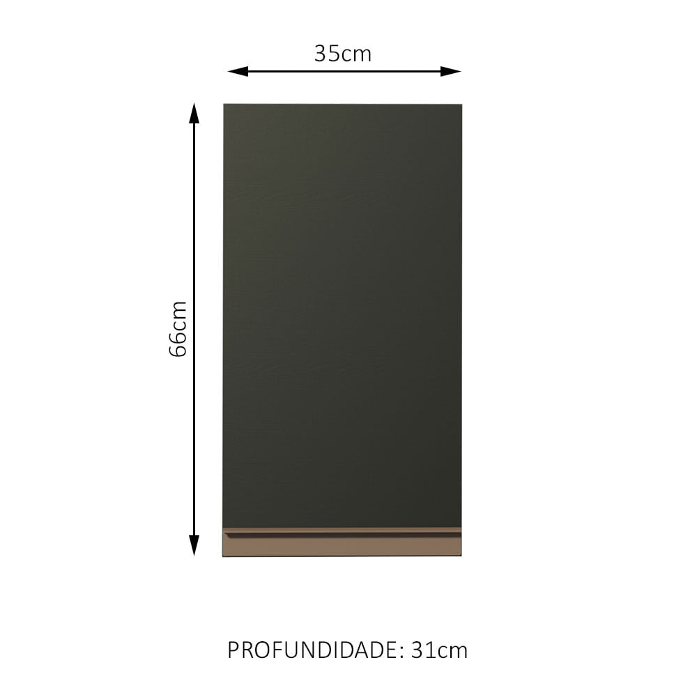 Armário Aéreo Madesa Reims 35 cm 1 Porta Preto - Preto