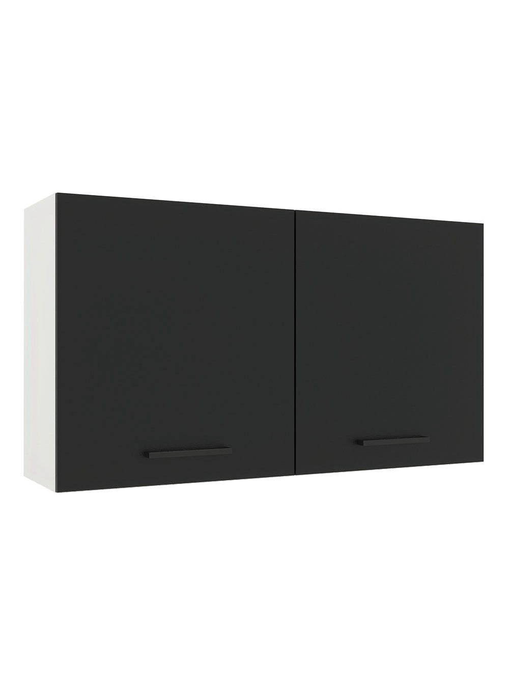 Armário Aéreo Madesa Agata 120 cm 2 Portas Branco/Preto - Branco/Preto