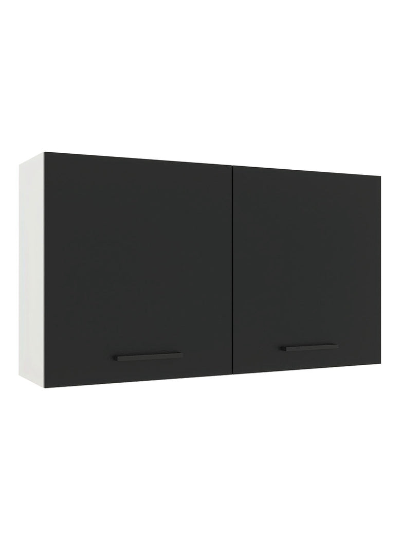 Armário Aéreo Madesa Agata 120 cm 2 Portas Branco/Preto
