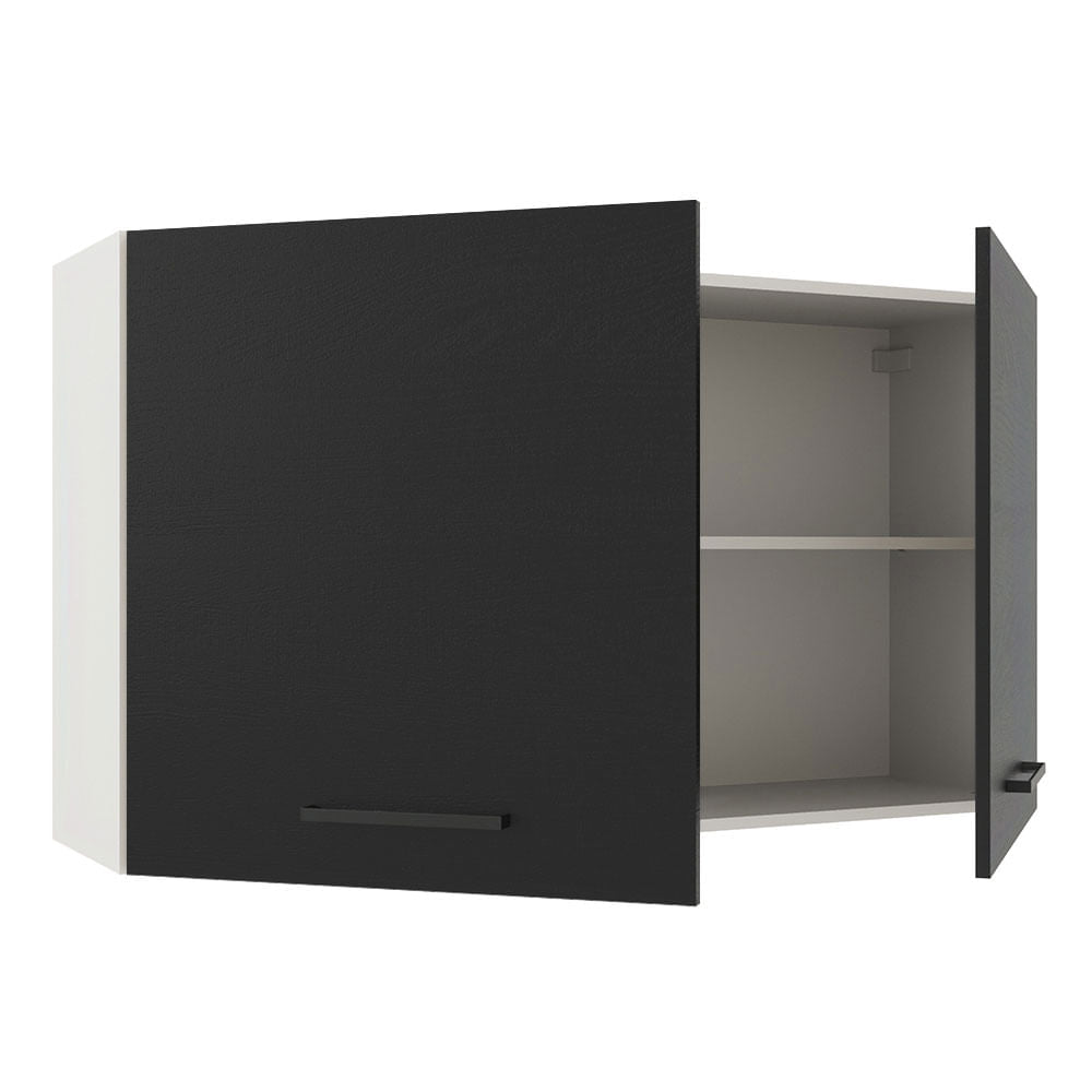 Armário Aéreo Madesa Agata 120 cm 2 Portas Branco/Preto