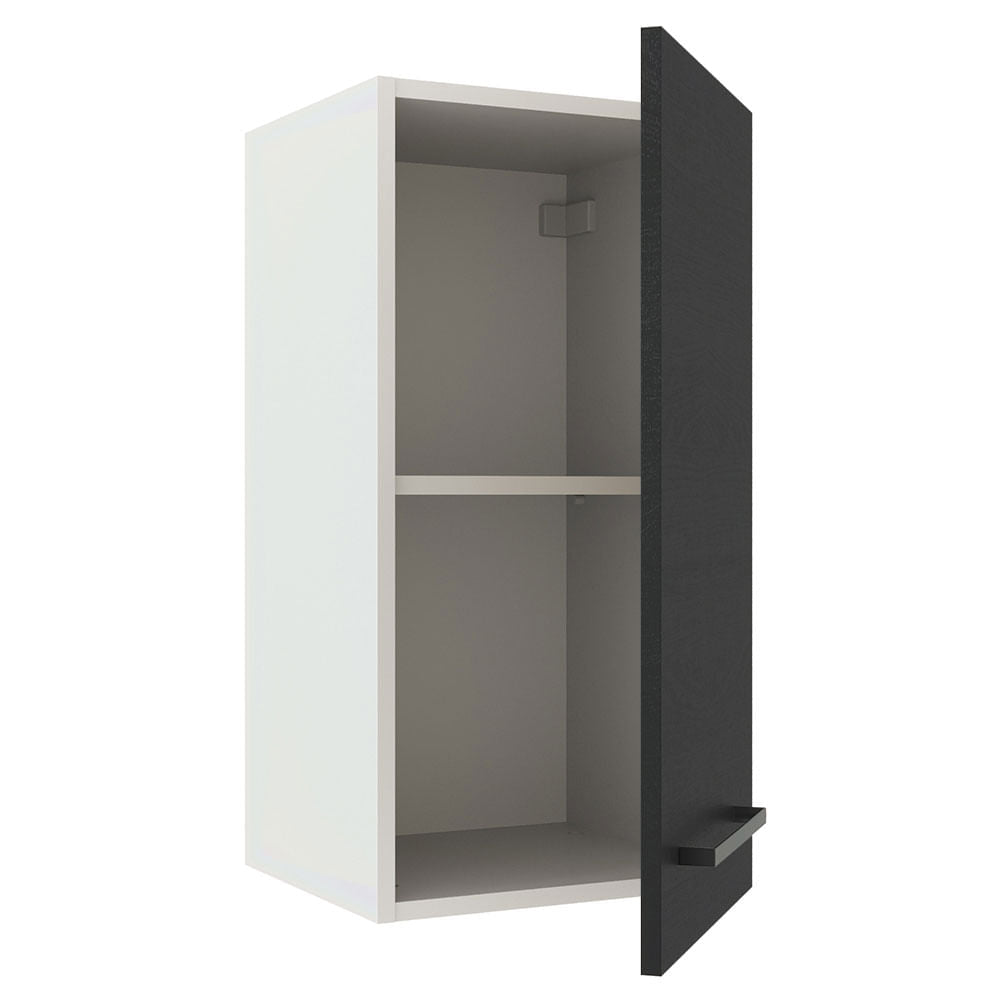 Armário Aéreo Madesa Agata 35 cm 1 Porta Branco/Preto