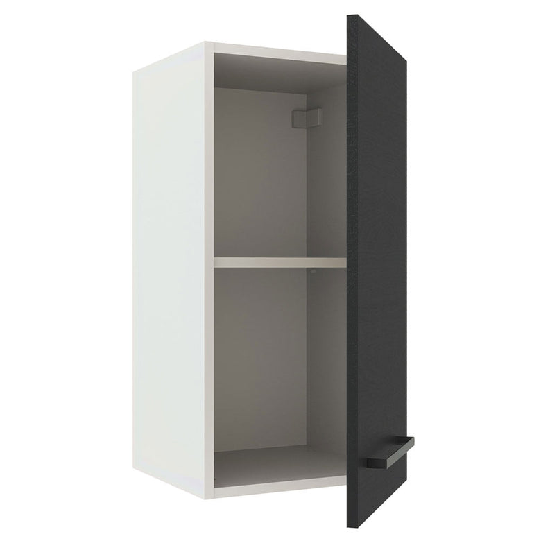 Armário Aéreo Madesa Agata 35 cm 1 Porta Branco/Preto