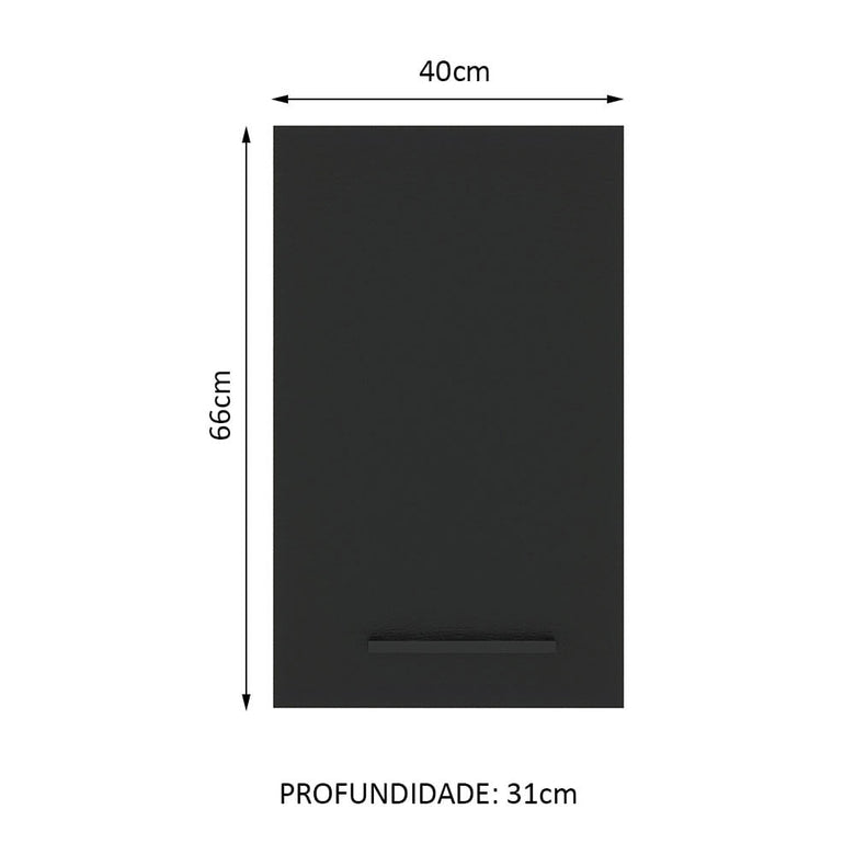 Armário Aéreo Madesa Agata 40 cm 1 Porta Branco/Preto