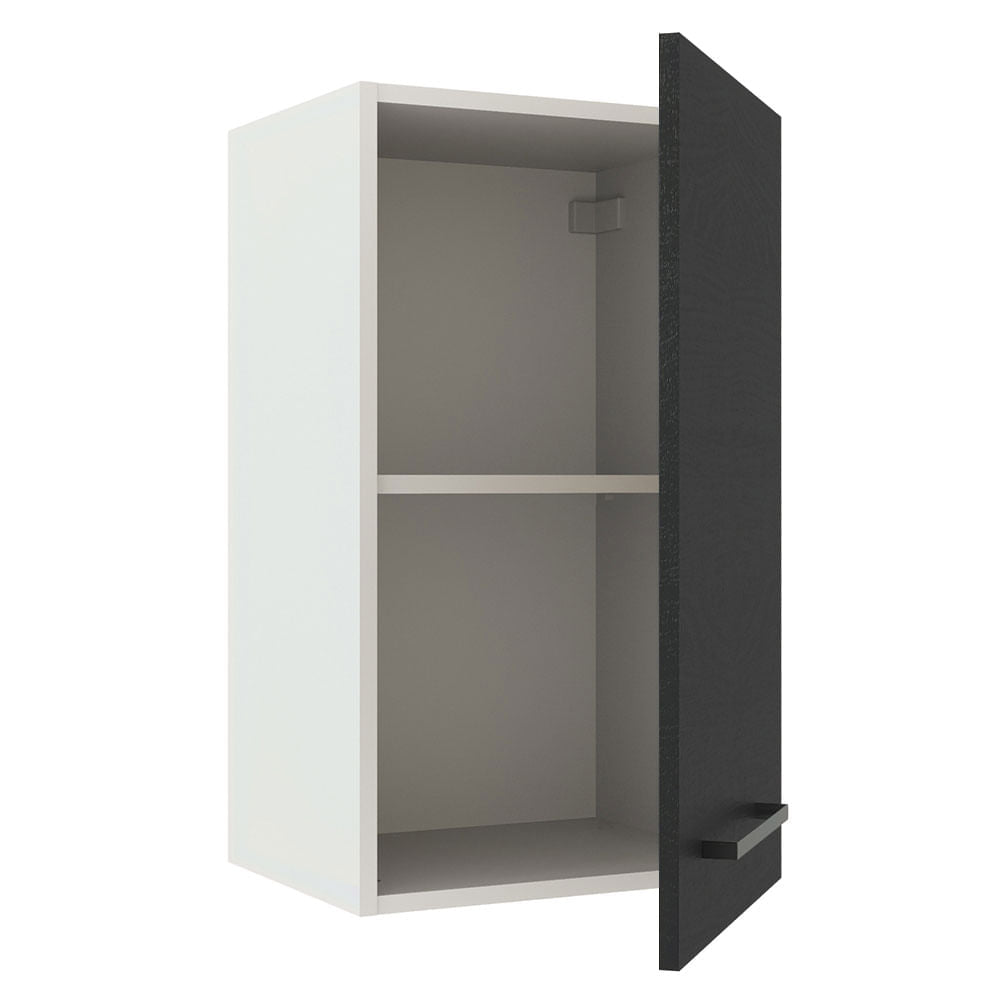 Armário Aéreo Madesa Agata 40 cm 1 Porta Branco/Preto