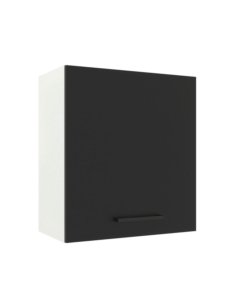 Armário Aéreo Madesa Agata 60 cm 1 Porta Branco/Preto