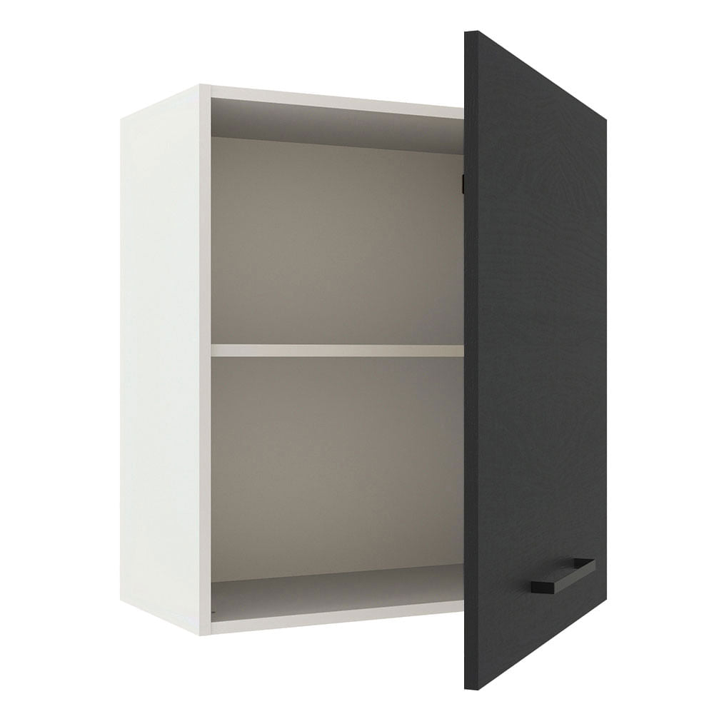 Armário Aéreo Madesa Agata 60 cm 1 Porta Branco/Preto