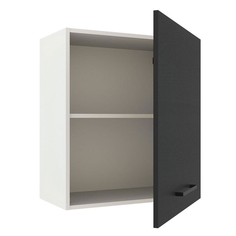 Armário Aéreo Madesa Agata 60 cm 1 Porta Branco/Preto