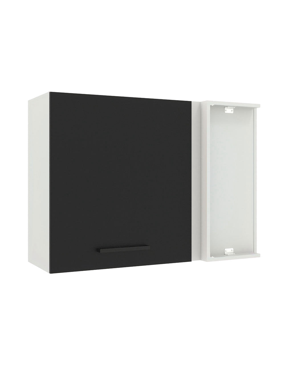 Armário Aéreo de Canto Madesa Agata 1 Porta Branco/Preto - Branco/Preto