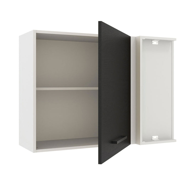 Armário Aéreo de Canto Madesa Agata 1 Porta Branco/Preto