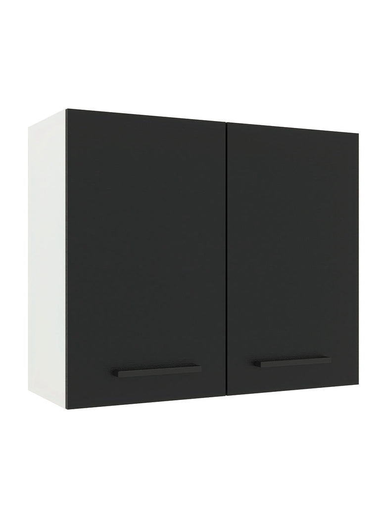 Armário Aéreo Madesa Agata 80 cm 2 Portas Branco/Preto