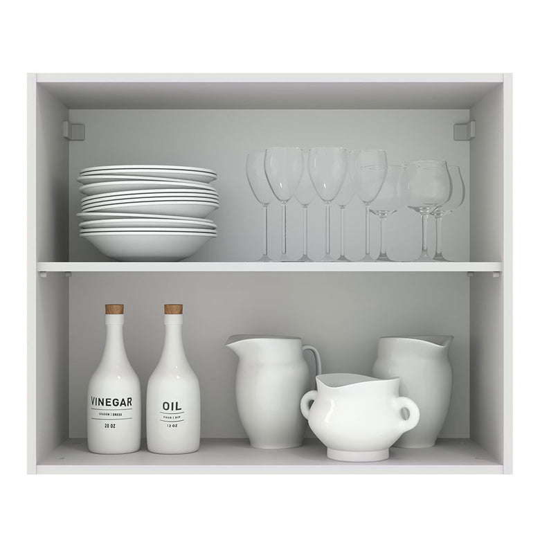 Armário Aéreo Madesa Agata 80 cm 2 Portas Branco/Preto