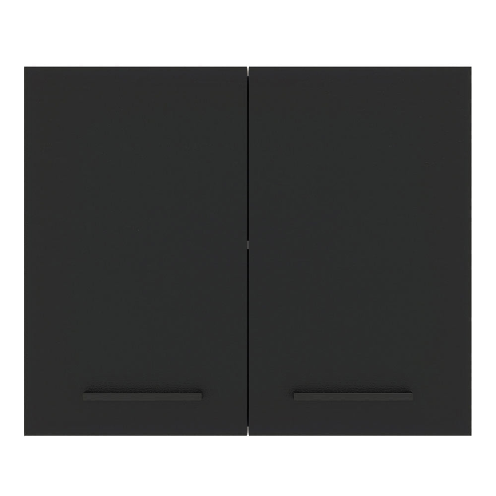 Armário Aéreo Madesa Agata 80 cm 2 Portas Branco/Preto