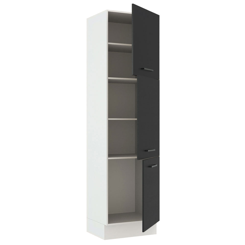 Paneleiro Madesa Agata 60 cm 3 Portas Branco/Preto