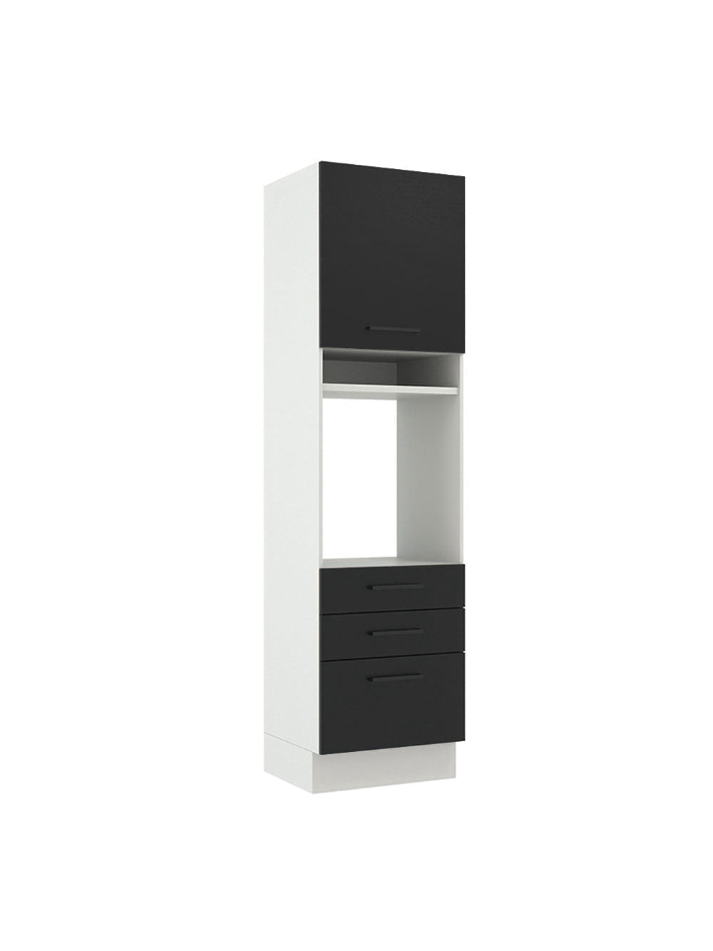 Torre Quente Madesa Agata 60 cm 1 Porta 3 Gavetas Branco/Preto - Branco/Preto