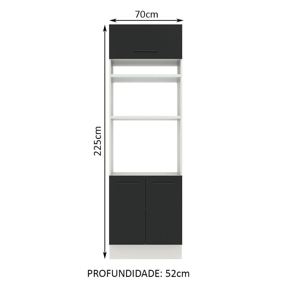 Torre Quente Madesa Agata 70 cm 3 Portas Branco/Preto - Branco/Preto