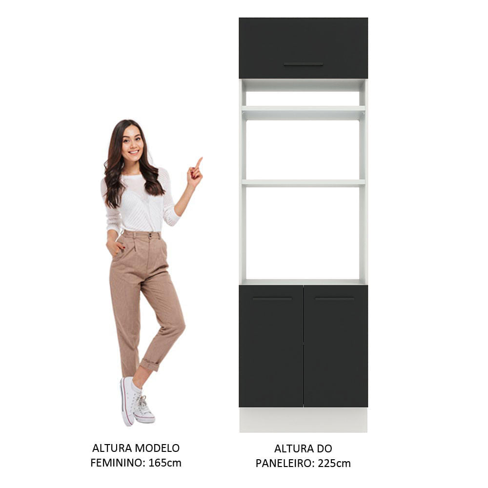 Torre Quente Madesa Agata 70 cm 3 Portas Branco/Preto