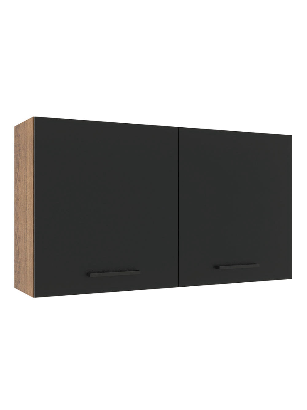 Armário Aéreo Madesa Agata 120 cm 2 Portas Rustic/Preto - Rustic/Preto