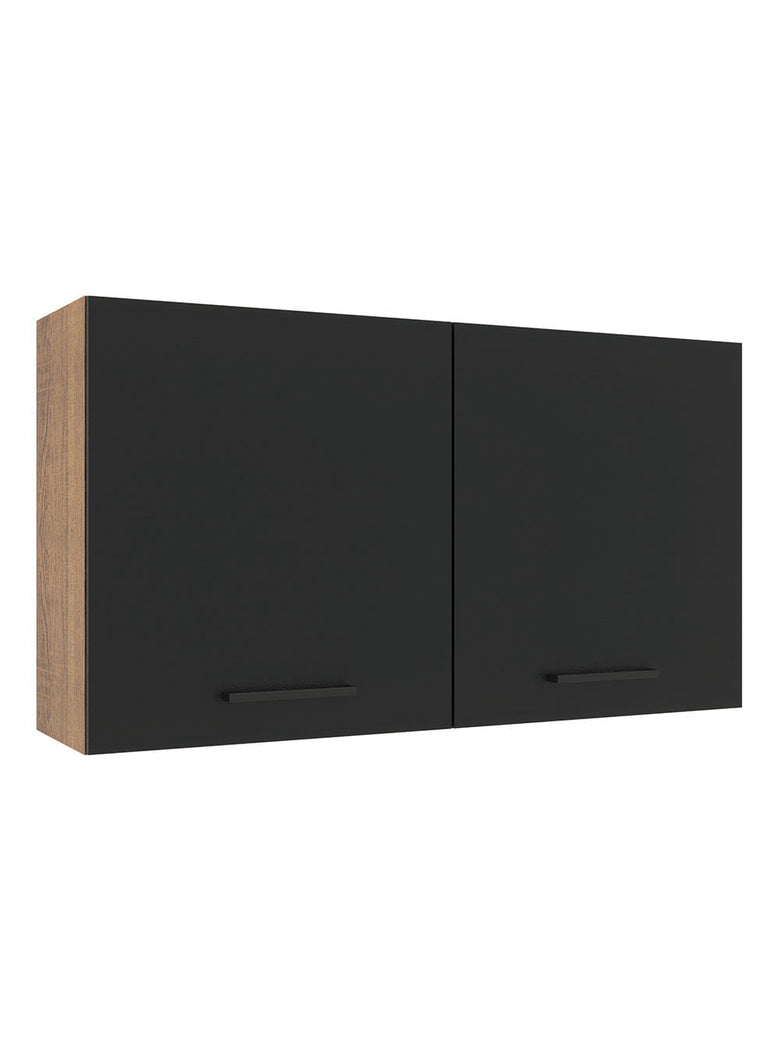 Armário Aéreo Madesa Agata 120 cm 2 Portas Rustic/Preto