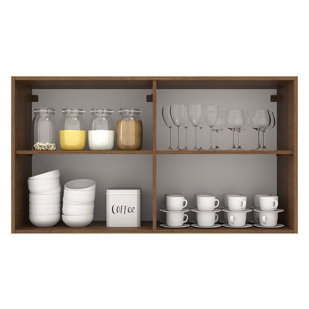 Armário Aéreo Madesa Agata 120 cm 2 Portas Rustic/Preto