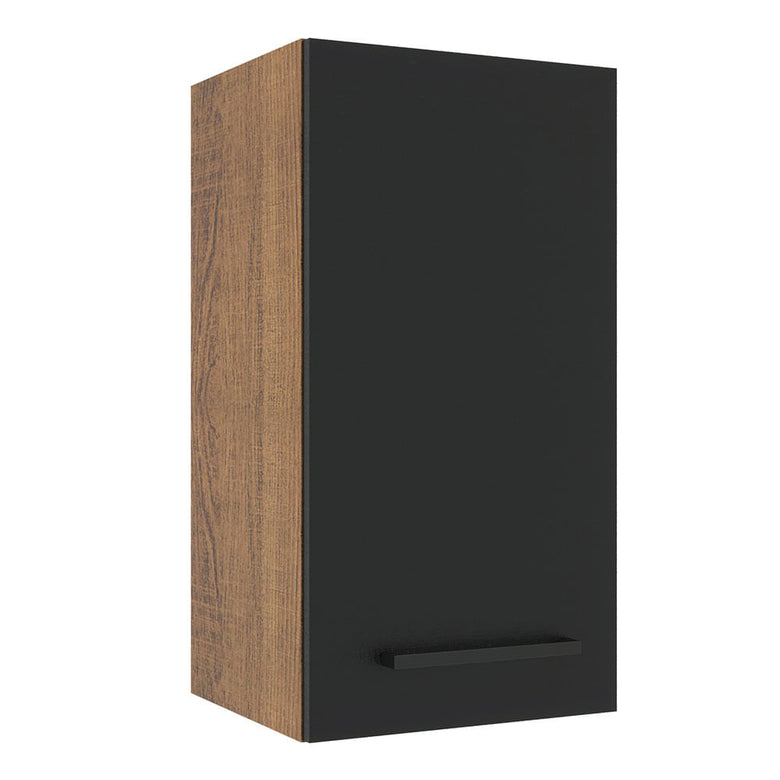 Armário Aéreo Madesa Agata 35 cm 1 Porta Rustic/Preto