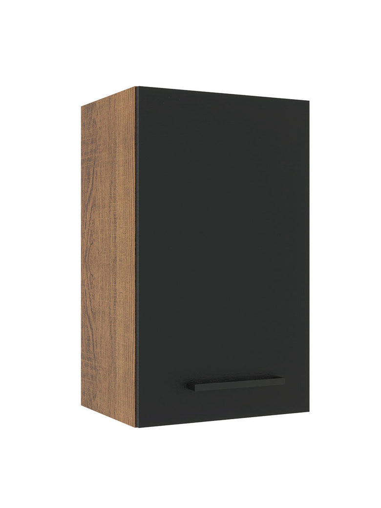 Armário Aéreo Madesa Agata 40 cm 1 Porta Rustic/Preto