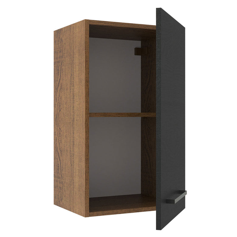 Armário Aéreo Madesa Agata 40 cm 1 Porta Rustic/Preto