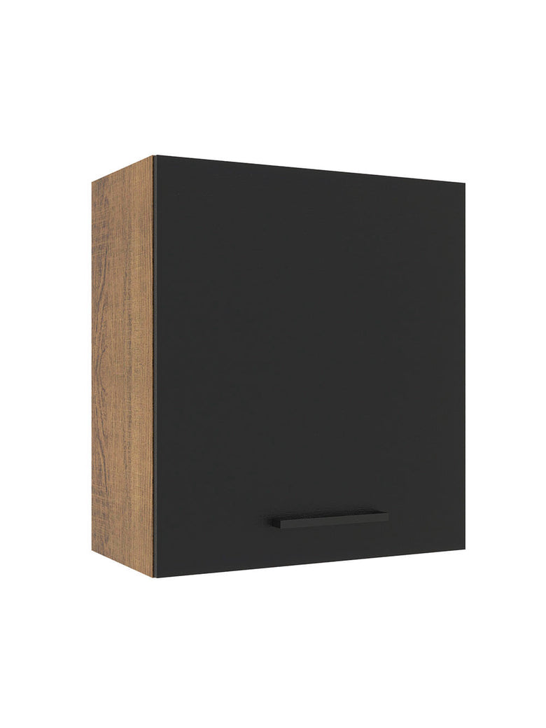 Armário Aéreo Madesa Agata 60 cm 1 Porta Rustic/Preto