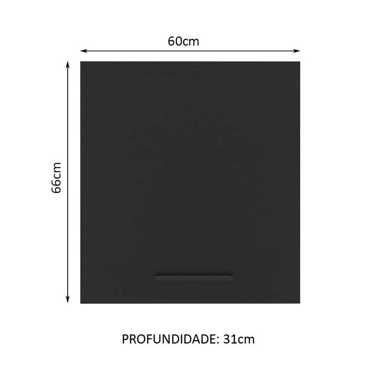 Armário Aéreo Madesa Agata 60 cm 1 Porta Rustic/Preto