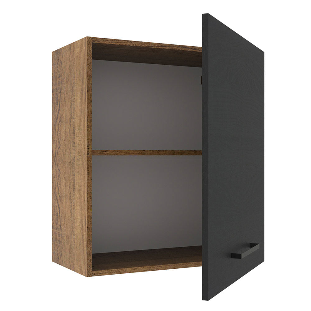 Armário Aéreo Madesa Agata 60 cm 1 Porta Rustic/Preto