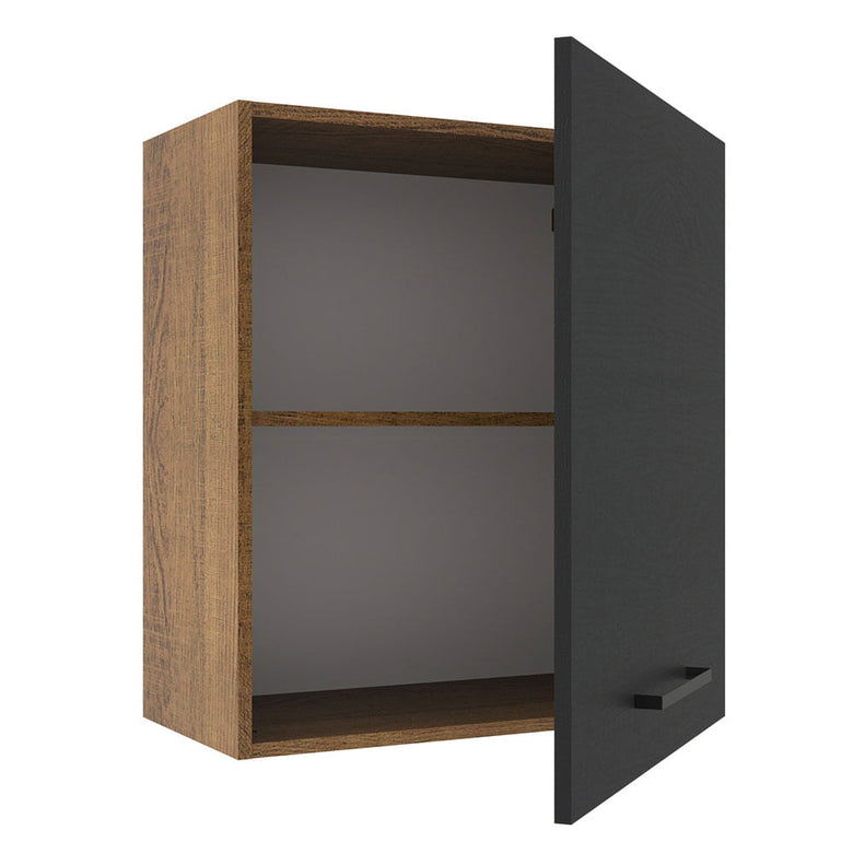 Armário Aéreo Madesa Agata 60 cm 1 Porta Rustic/Preto