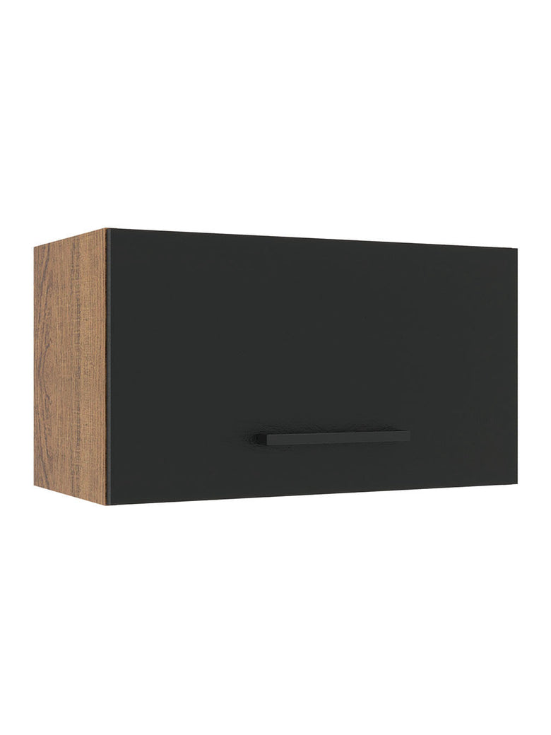 Armário Aéreo Madesa Agata 60 cm 1 Porta Basculante Rustic/Preto