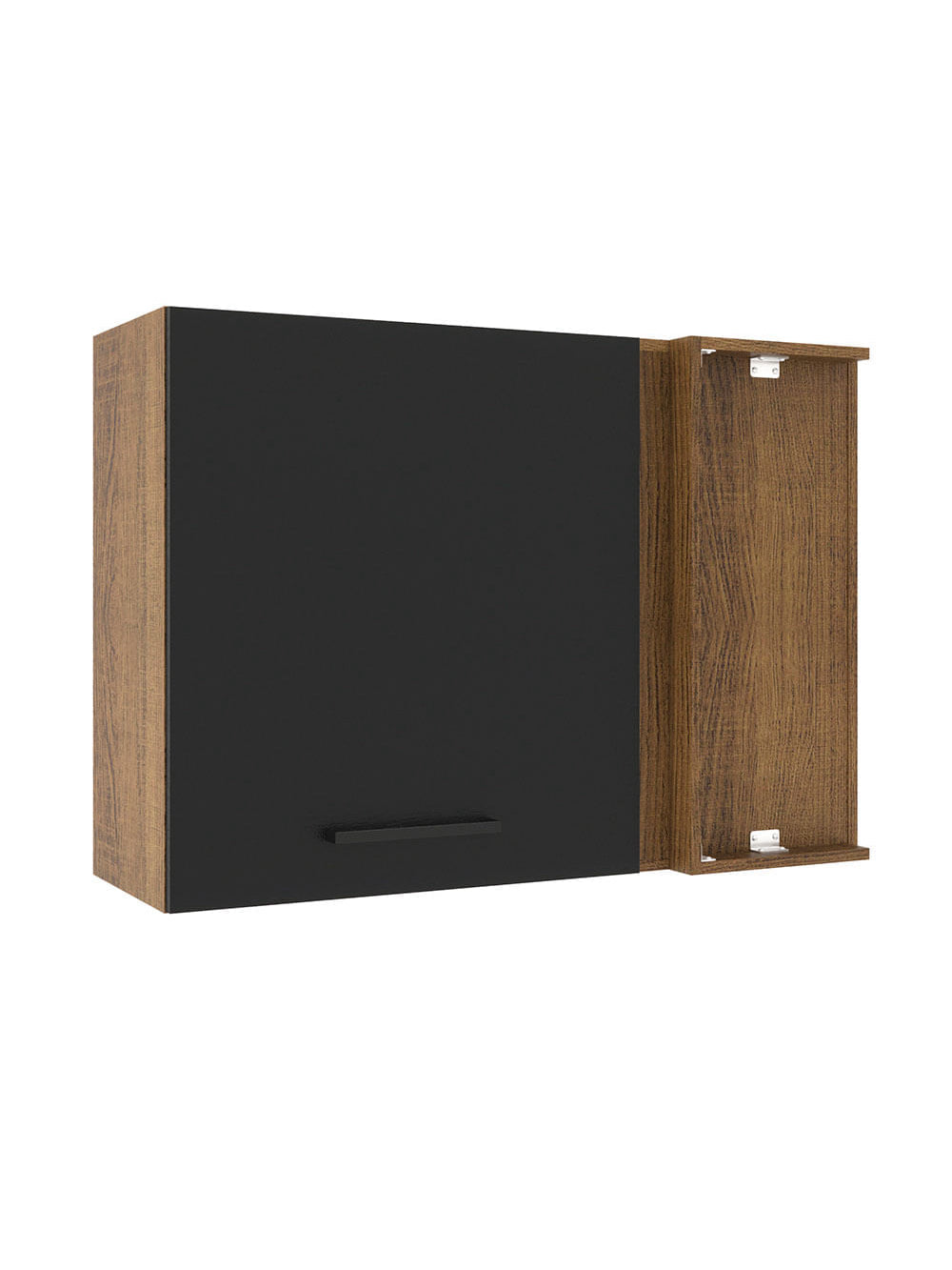 Armário Aéreo de Canto Madesa Agata 1 Porta Rustic/Preto - Rustic/Preto