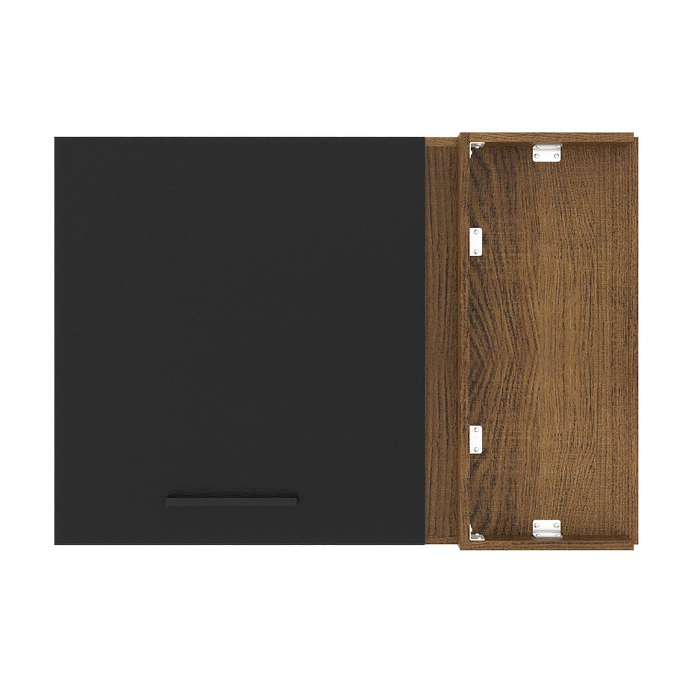 Armário Aéreo de Canto Madesa Agata 1 Porta Rustic/Preto