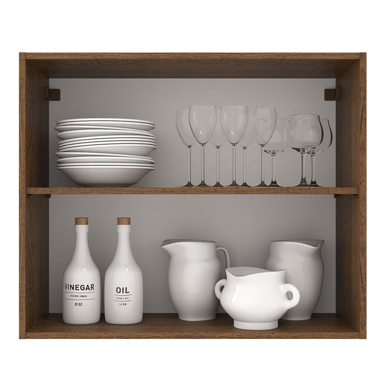 Armário Aéreo Madesa Agata 80 cm 2 Portas Rustic/Preto