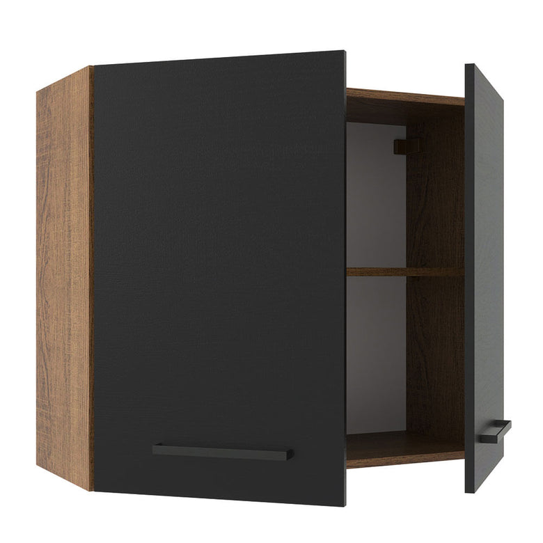 Armário Aéreo Madesa Agata 80 cm 2 Portas Rustic/Preto