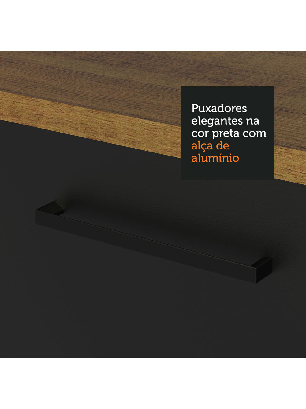 Armário Aéreo Madesa Agata 80 cm 2 Portas Rustic/Preto