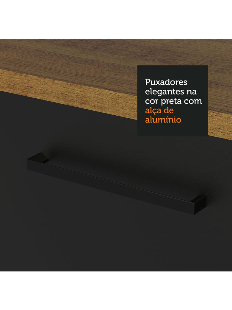 Armário Aéreo Madesa Agata 80 cm 2 Portas Rustic/Preto