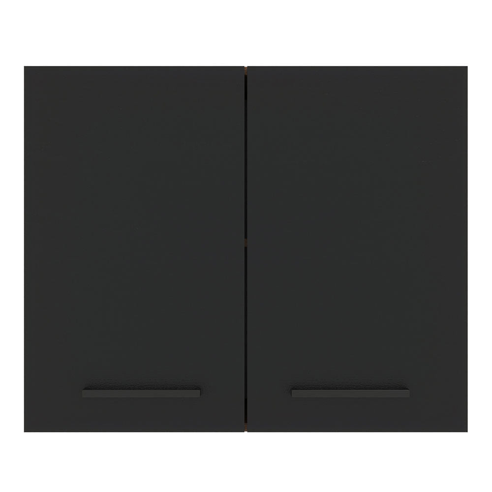 Armário Aéreo Madesa Agata 80 cm 2 Portas Rustic/Preto