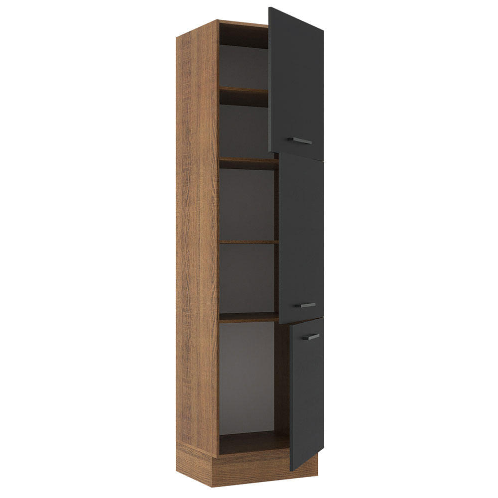 Paneleiro Madesa Agata 60 cm 3 Portas Rustic/Preto
