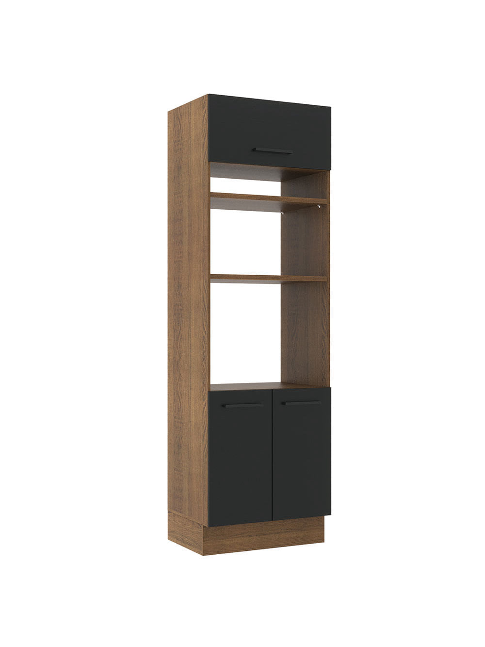 Torre Quente Madesa Agata 70 cm 3 Portas Rustic/Preto - Rustic/Preto