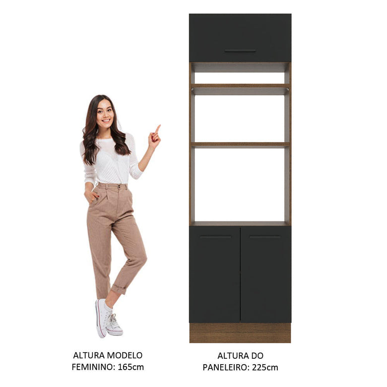 Torre Quente Madesa Agata 70 cm 3 Portas Rustic/Preto