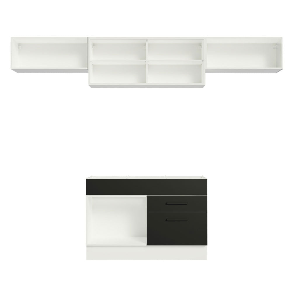 Armário de Cozinha Compacta 280cm Branco/Preto Agata Madesa 01