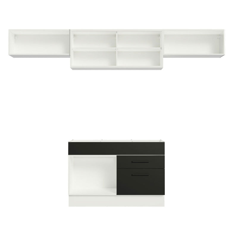 Armário de Cozinha Compacta 280cm Branco/Preto Agata Madesa 01