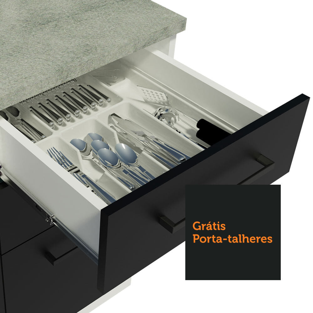 Armário de Cozinha Compacta 280cm Branco/Preto Agata Madesa 02