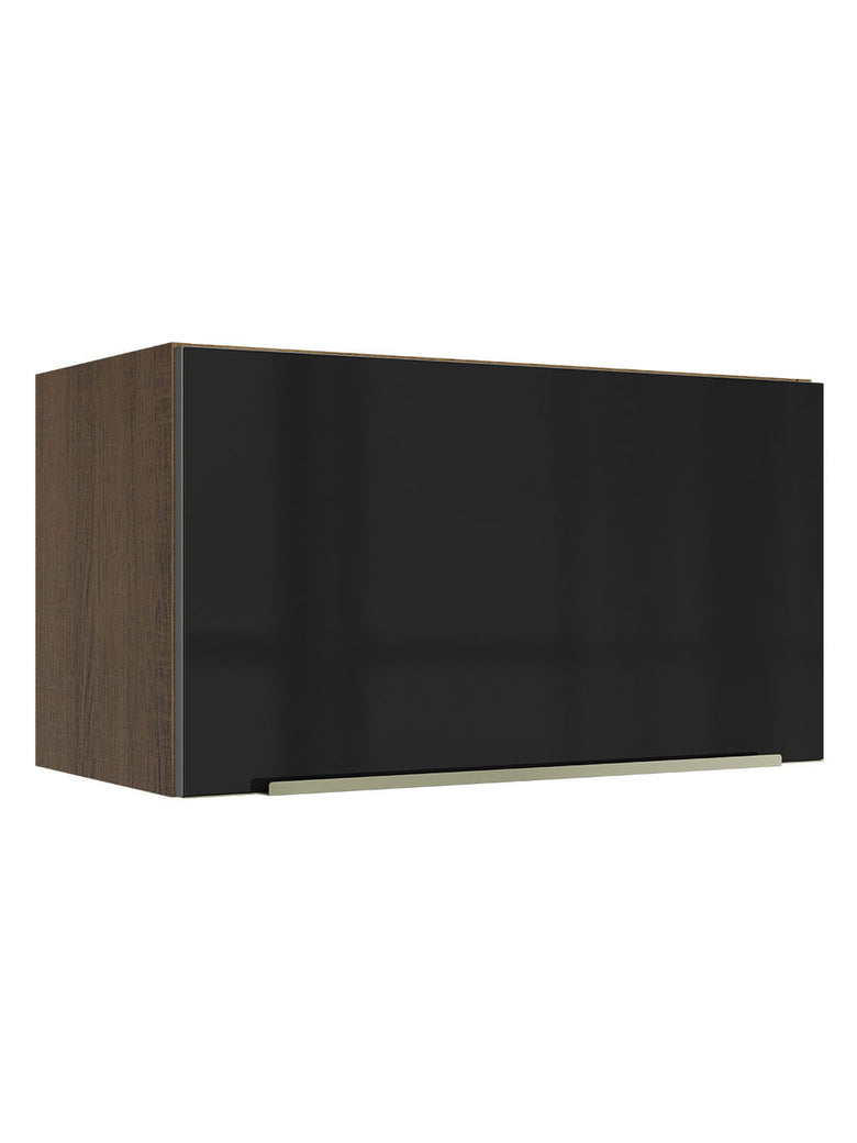 Armário Aéreo Madesa Lux 60 cm 1 Porta Basculante Rustic/Preto