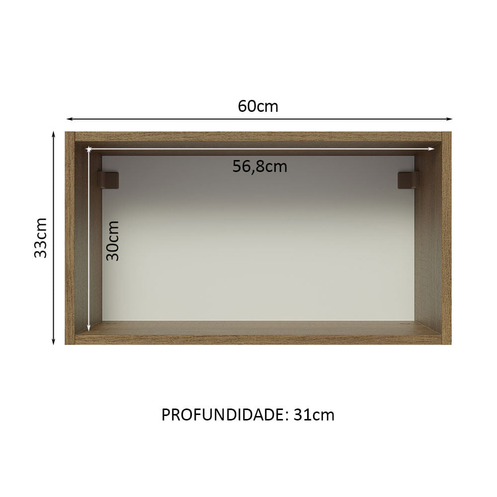 Armário Aéreo Madesa Lux 60 cm 1 Porta Basculante Rustic/Preto