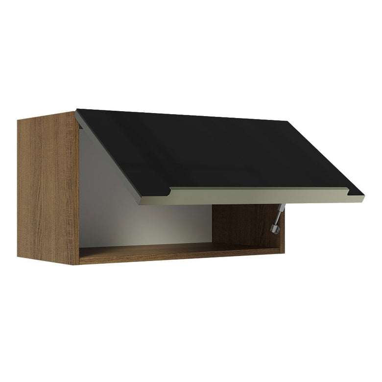 Armário Aéreo Madesa Lux 60 cm 1 Porta Basculante Rustic/Preto